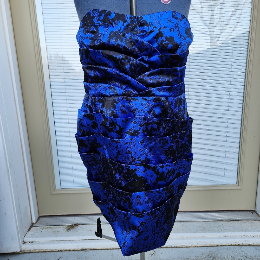 Blue and Black Strapless Prom Homecoming Dress 20W Wedding Bodycon